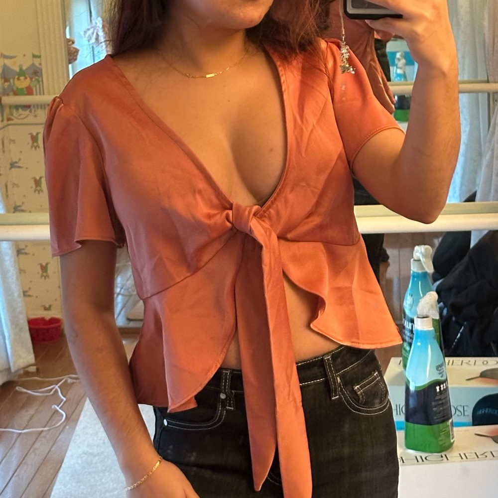 Wild Fable Dusty Pink Tie-Front Blouse